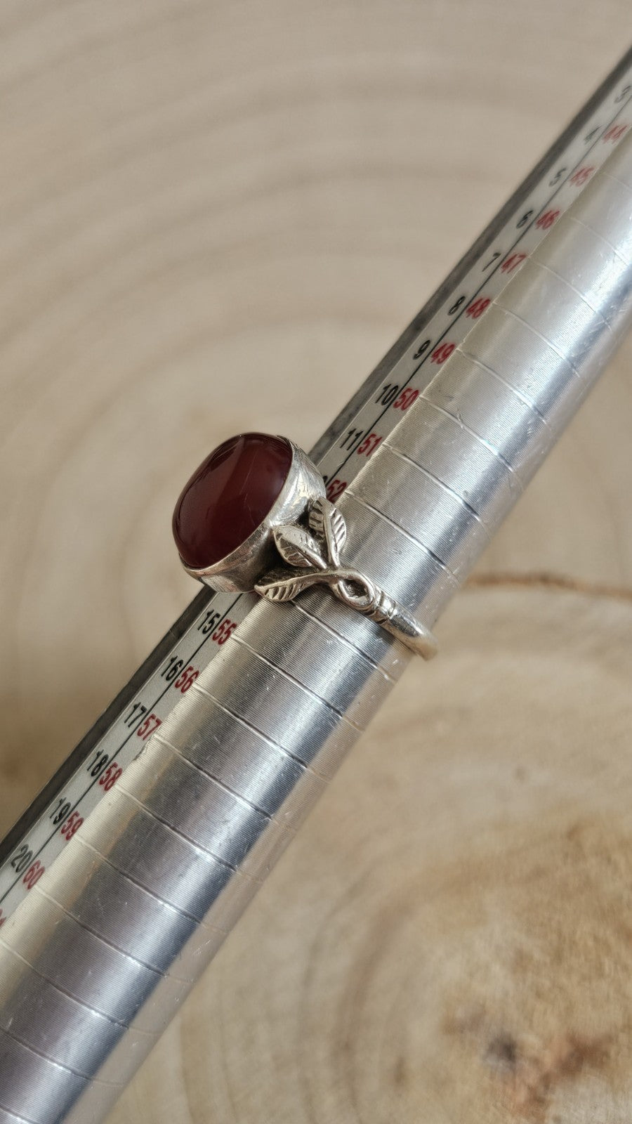 Vintage Sterling Silver Carnelian Cabochon Ring Size M 1/2 Stamped SILVER