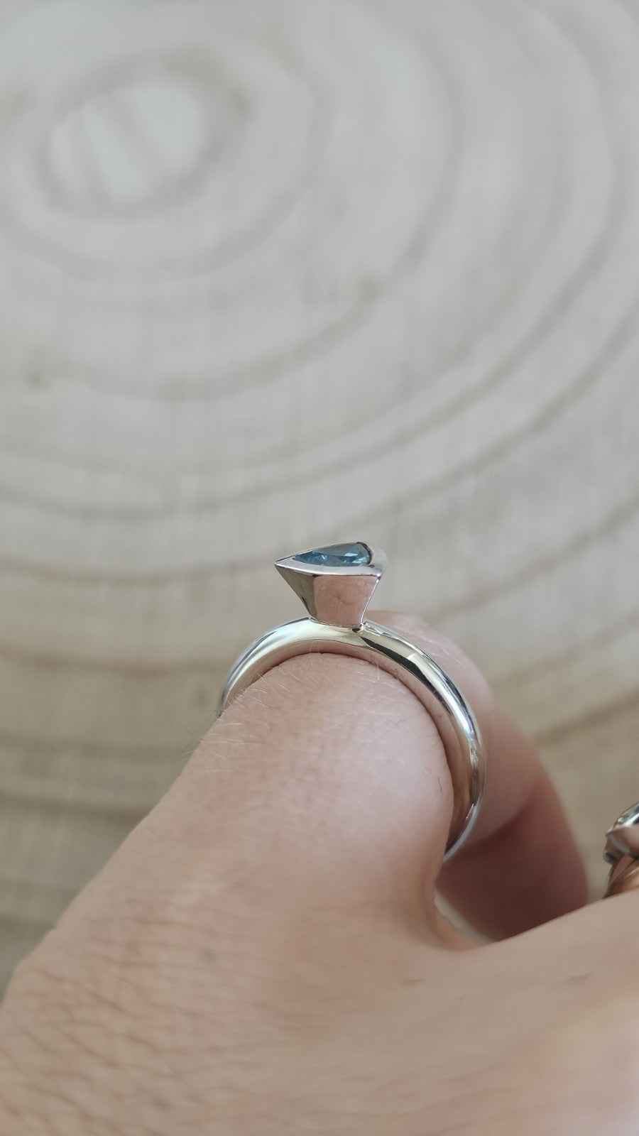 925 Sterling Silver Trillion Cut Blue Topaz Solitaire Ring Size M 5.16g