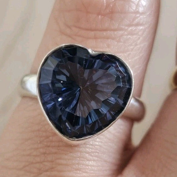 TGGC 925 Sterling Silver  Topaz Heart Ring Size R 1/2 7g