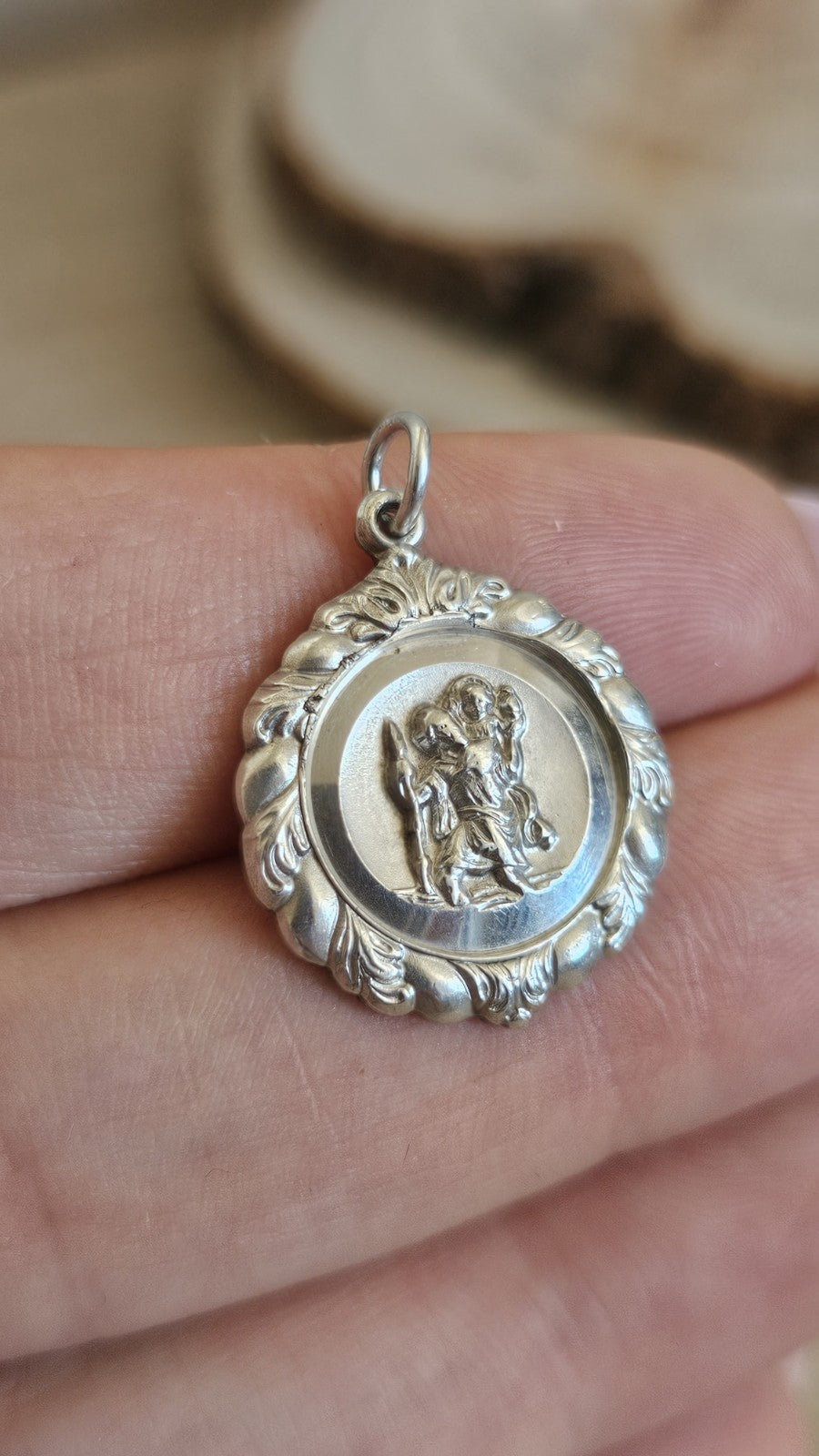 Vintage Georg Jensen Silver St Christopher Pendant Medal 5.19g