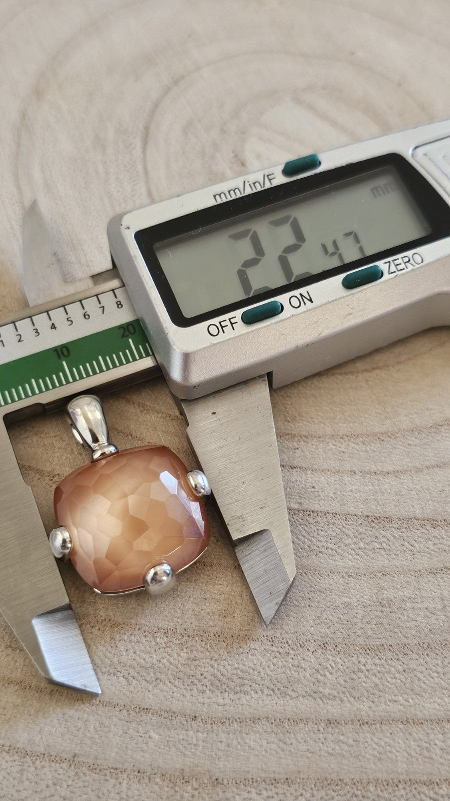 TI SENTO Milano 925 Sterling Silver Peach Faceted Cushion Pendant 17.14g