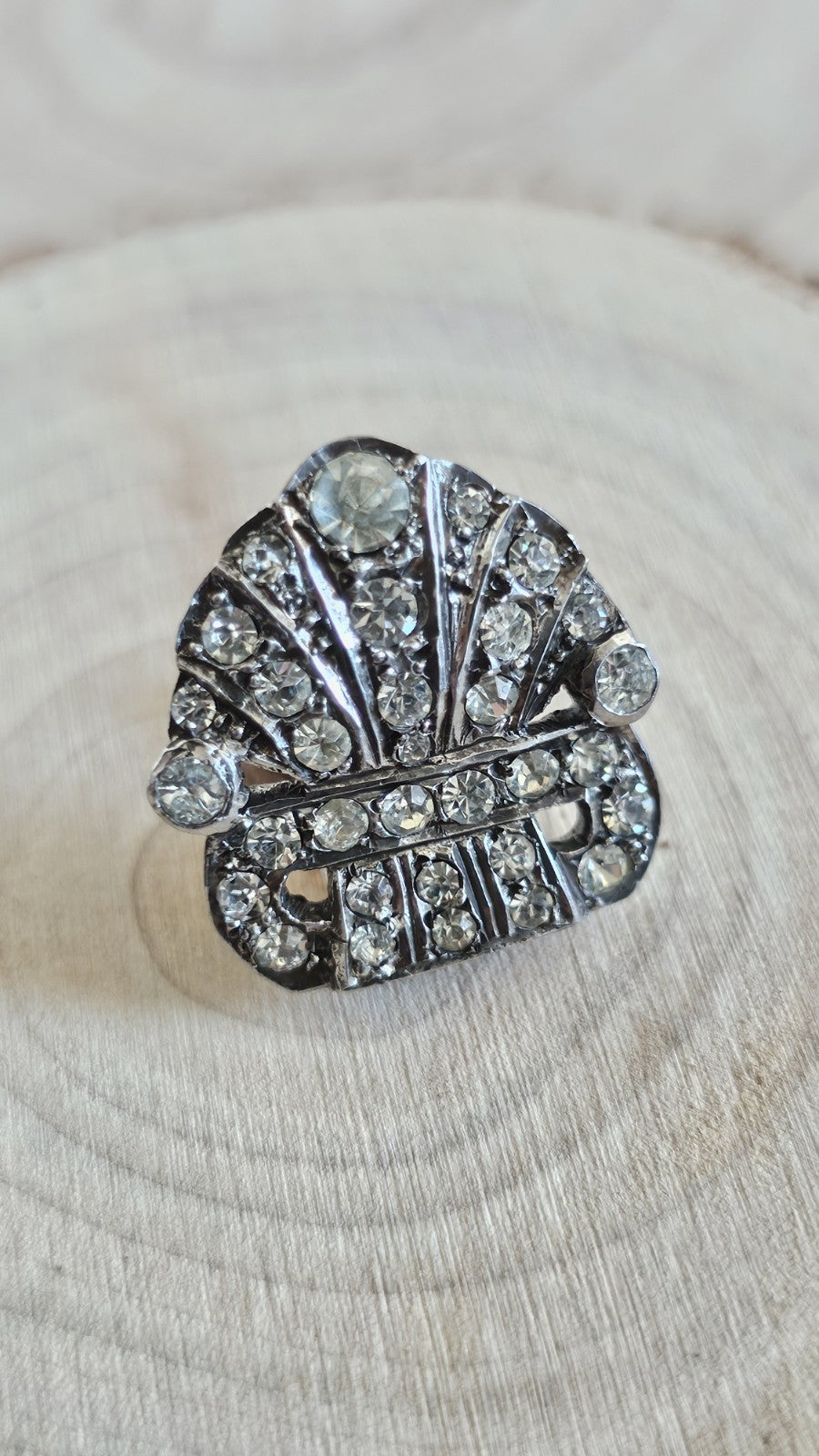 Antique Art Deco Sterling Silver Paste Rhinestone Dress Clip England c1930s