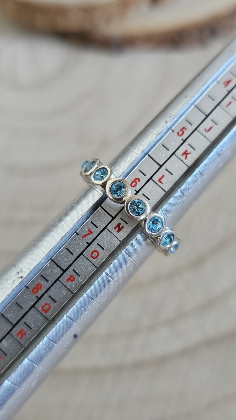925 Sterling Silver Blue Topaz Full Eternity Ring Size M 4.33g