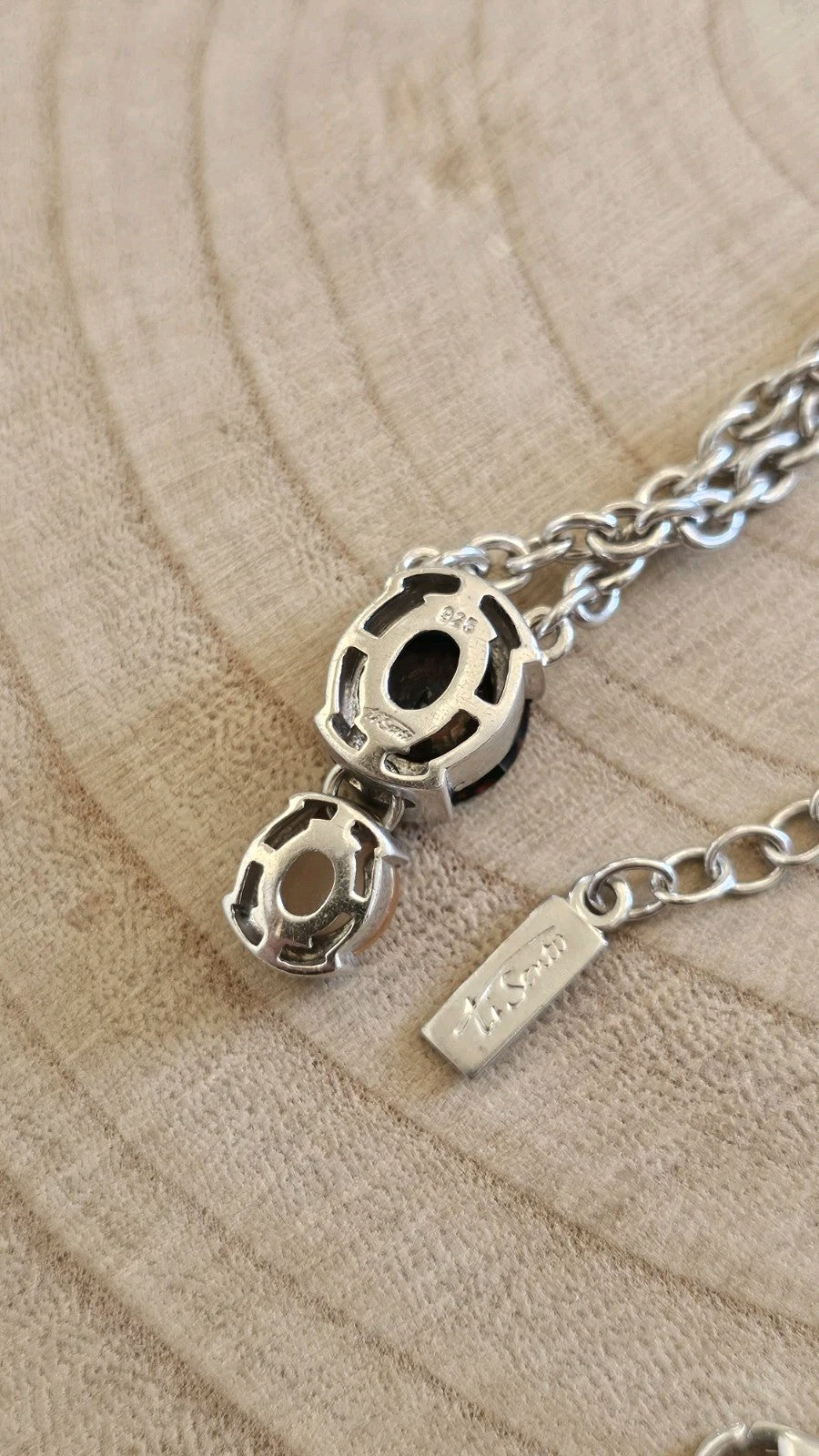TI SENTO 925 Sterling Silver Brown & Peach Stone Pendant Necklace 16-18"