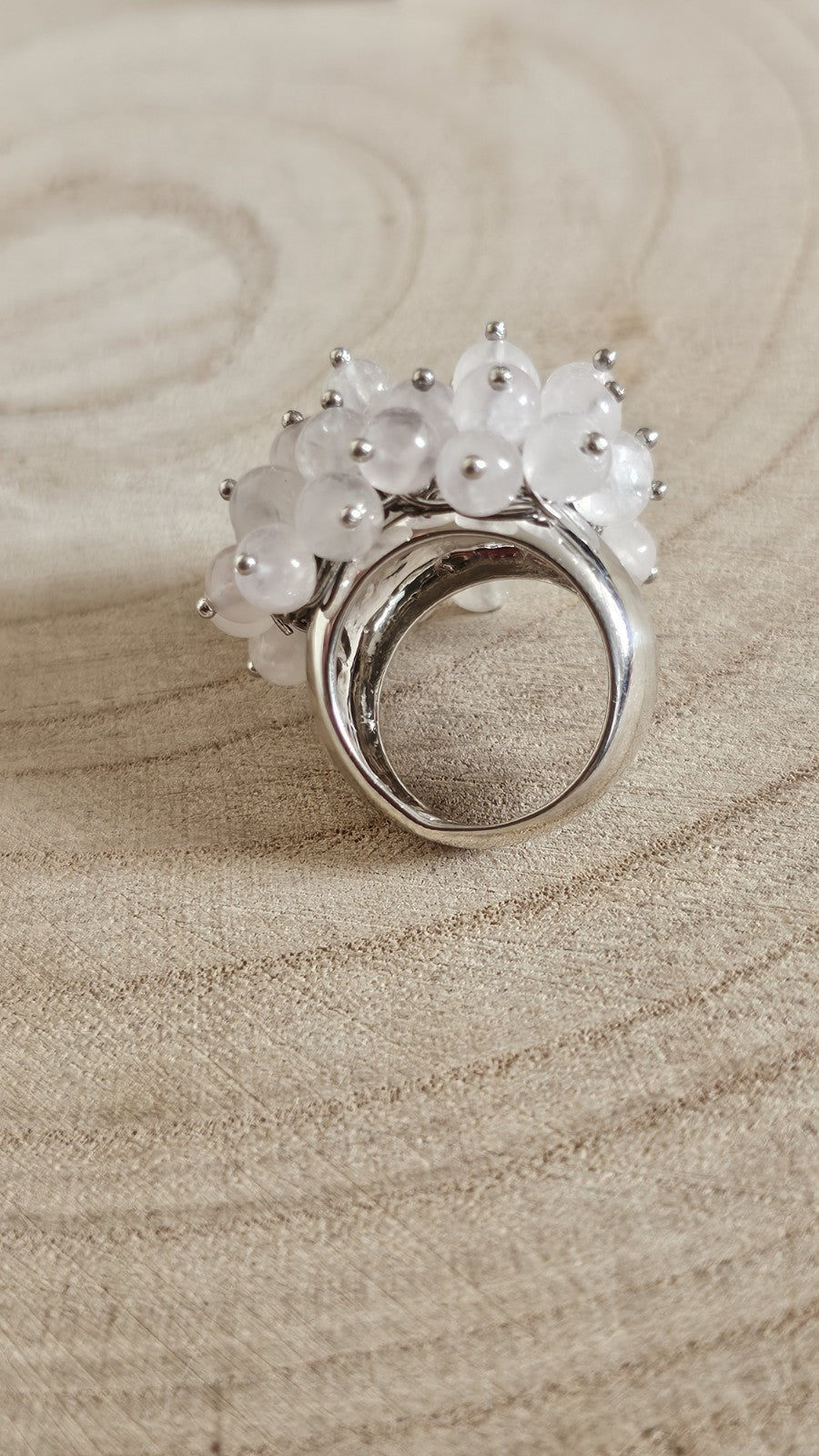 925 Sterling Silver Rose Quartz Cluster Ring Hallmarked Size J 1/2–13.20g