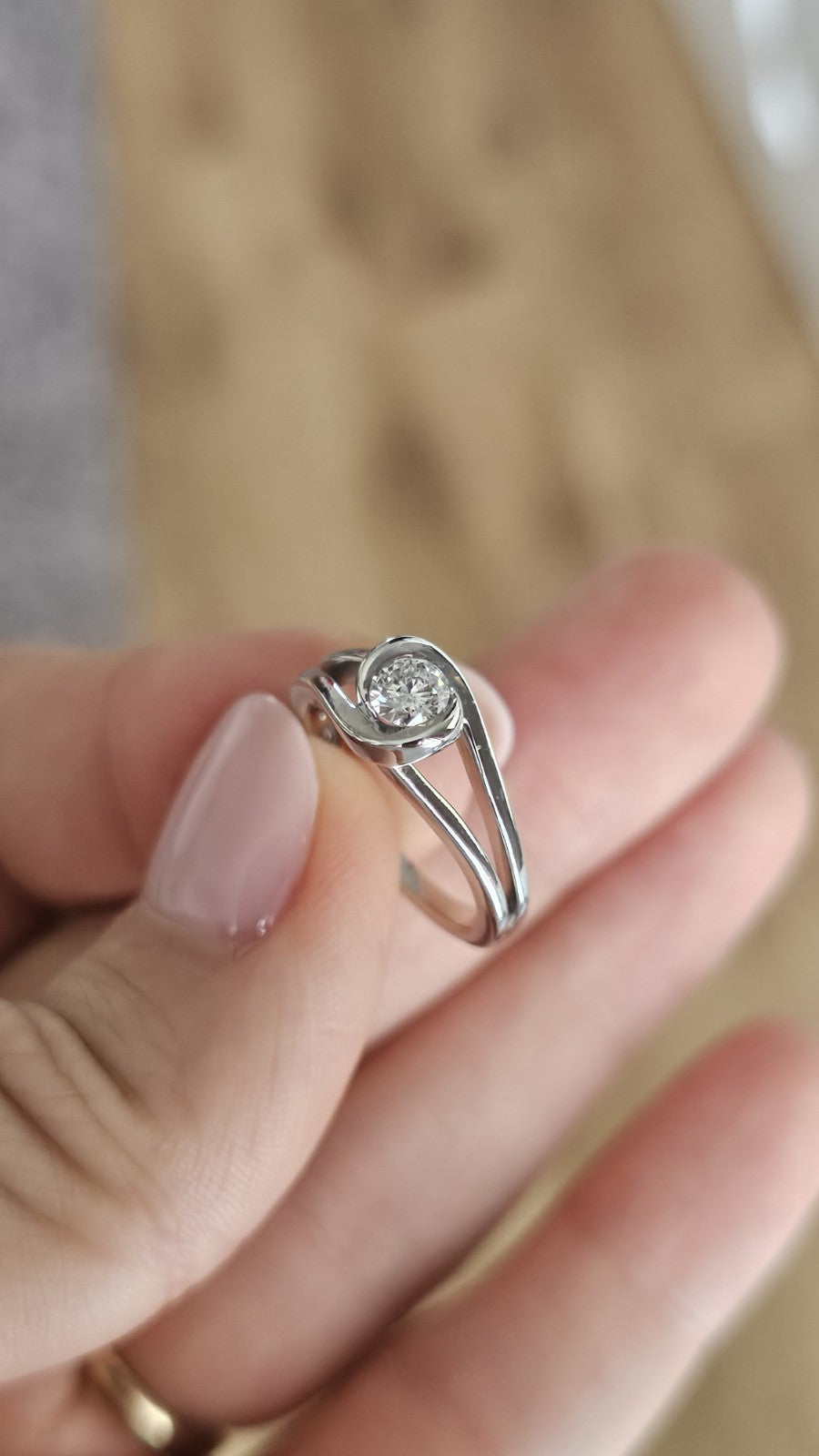 9ct White Gold Natural Diamond Solitaire Ring 0.33ct Size L  Hallmarked