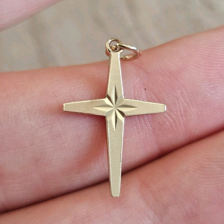 Vintage 1939 9ct Yellow Gold Cross Pendant Joseph Cook & Son Hallmarked 0.73g
