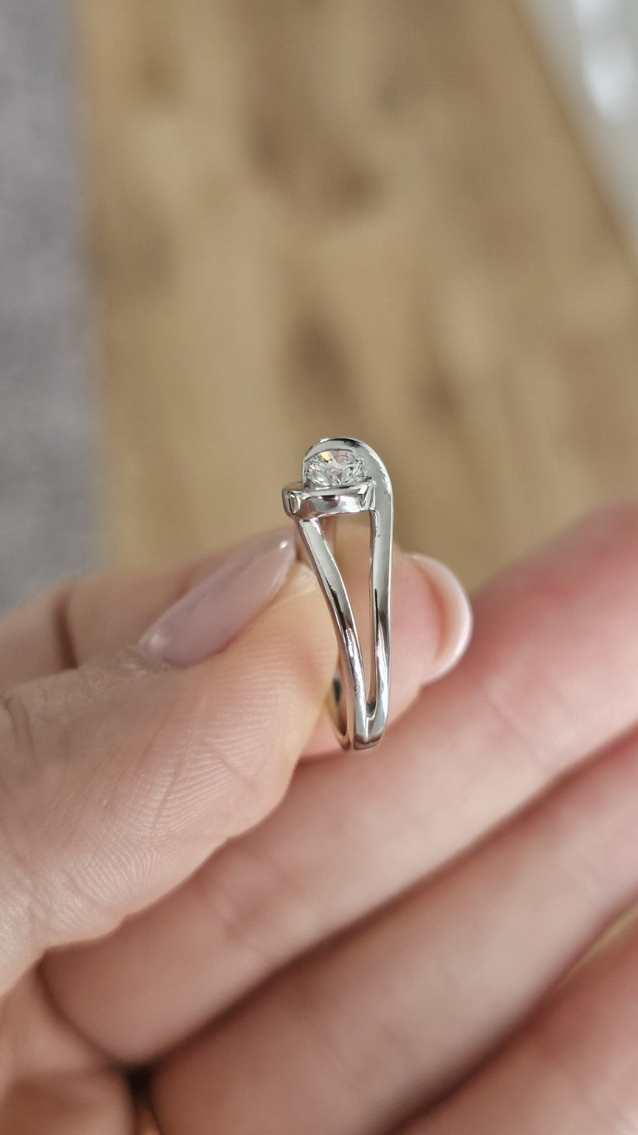 9ct White Gold Natural Diamond Solitaire Ring 0.33ct Size L  Hallmarked