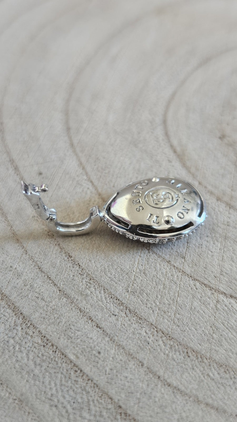 TI SENTO Milano 925 Sterling Silver CZ Pavé Oval Snap On Bale Pendant 3.68g