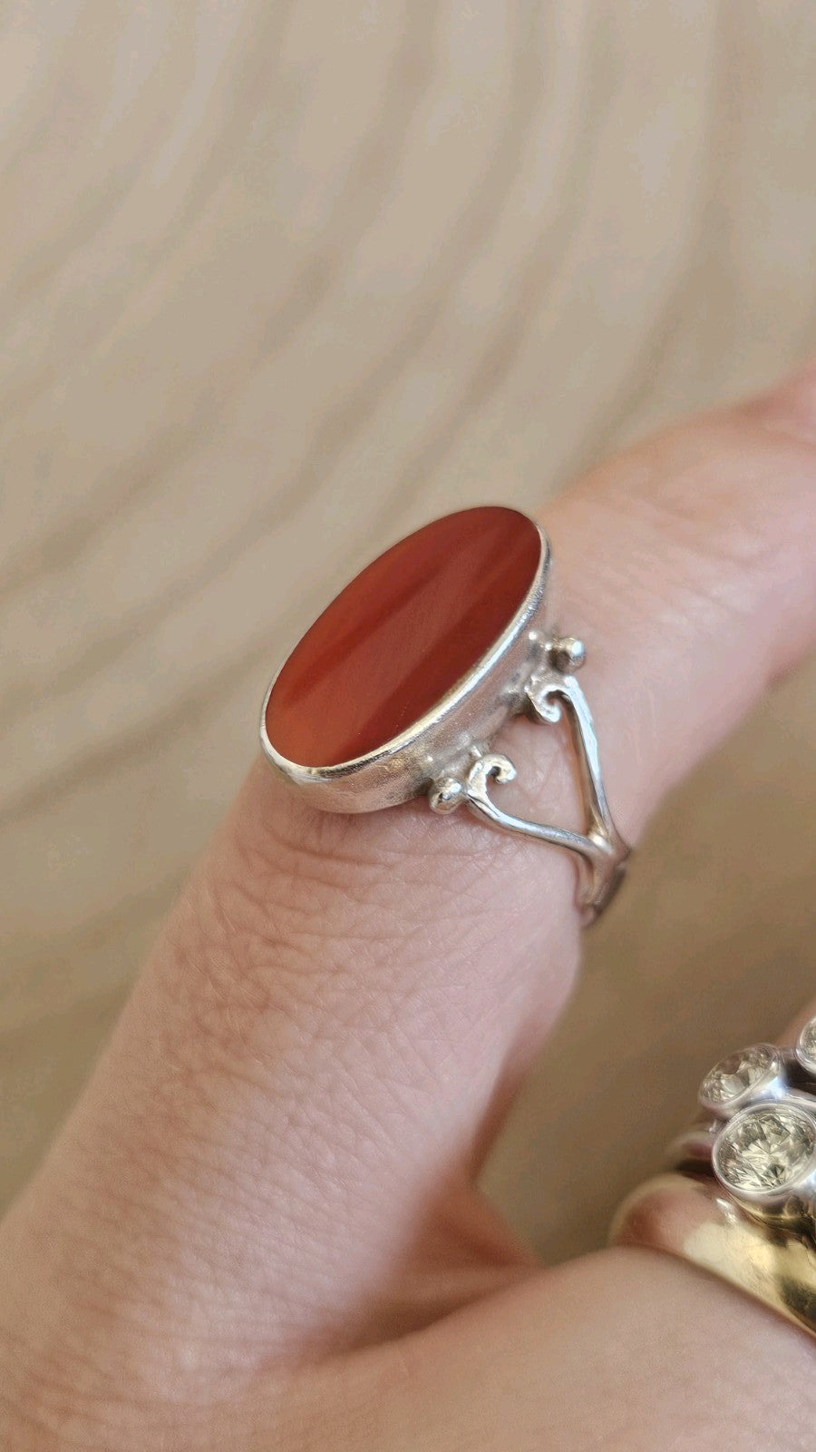 Vintage 925 Sterling Silver Oval Carnelian Ring Size L 1/2 – 3.50g