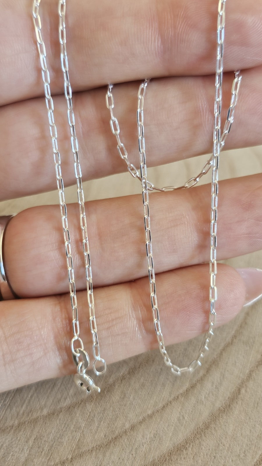 New 925 Sterling Silver Paperclip Chain Necklace 20" 2.84g Boxed