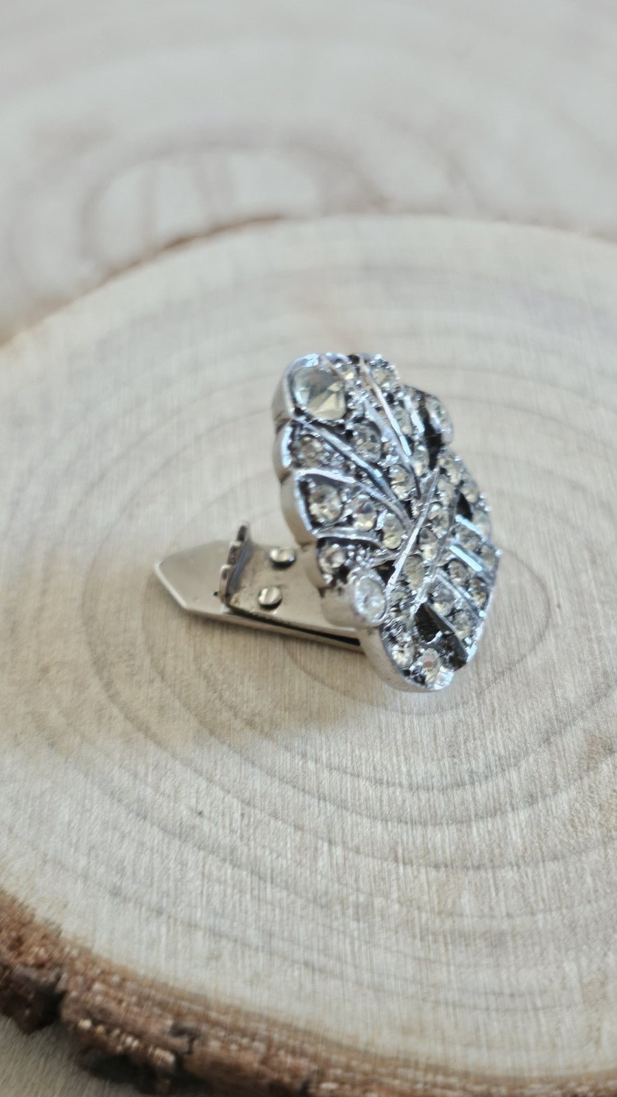 Antique Art Deco Sterling Silver Paste Rhinestone Dress Clip England c1930s