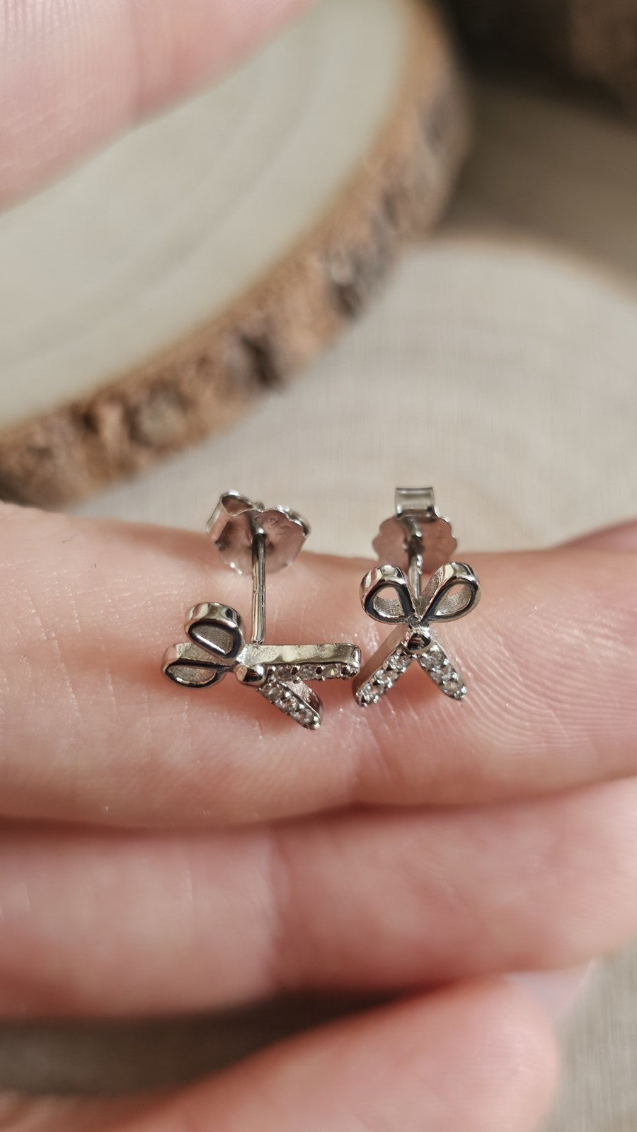 925 Sterling Silver CZ Craft Scissors Stud Earrings – Rhodium Plated, New Boxed