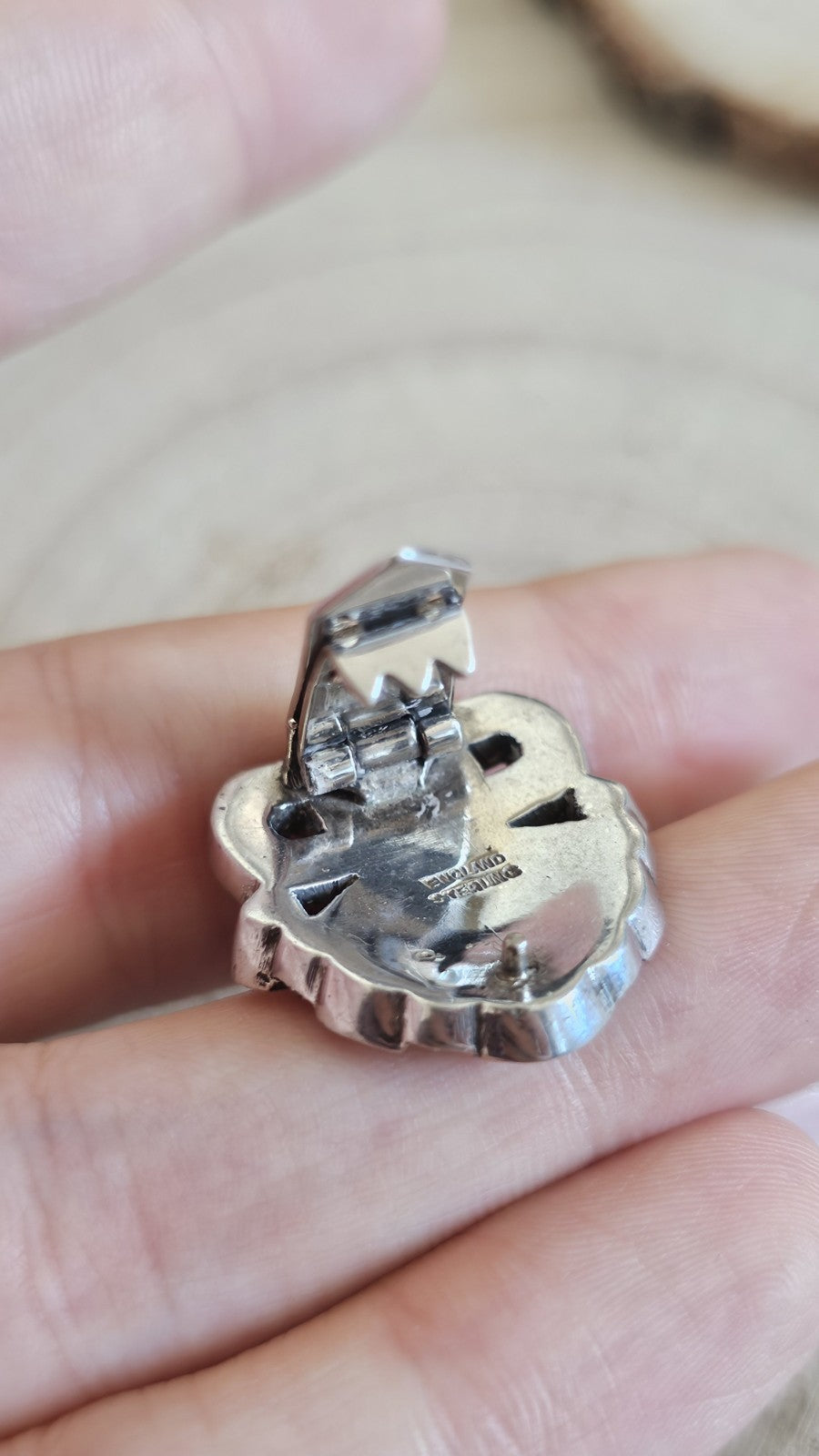 Antique Art Deco Sterling Silver Paste Rhinestone Dress Clip England c1930s
