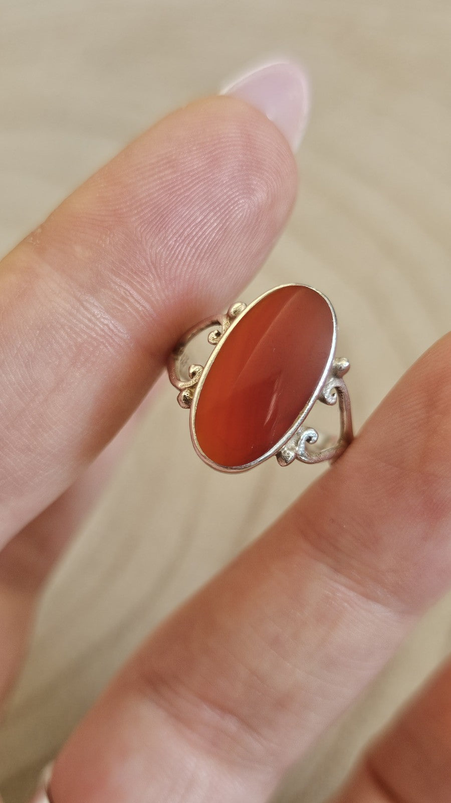 Vintage 925 Sterling Silver Oval Carnelian Ring Size L 1/2 – 3.50g