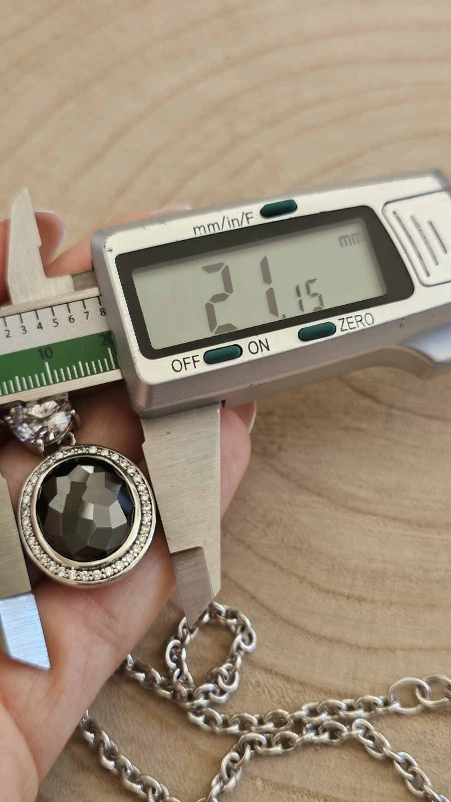 TI SENTO  Sterling Silver Black & Clear Stone Pendant Necklace 19-20.5", 29.76g 