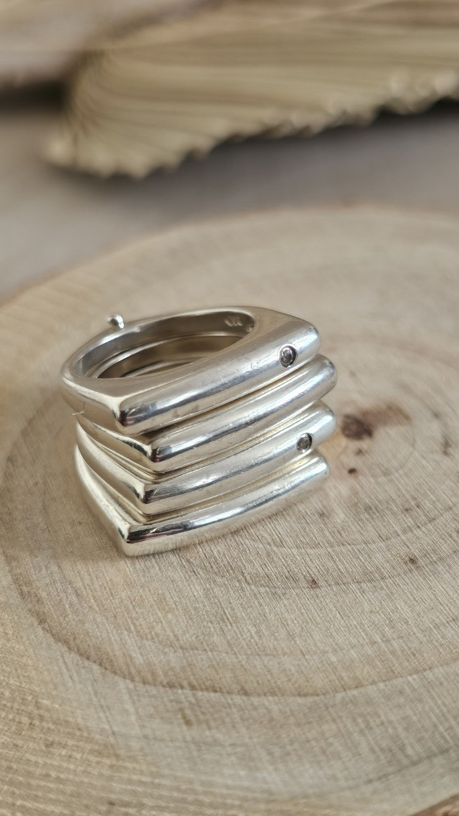 925 Sterling Silver 4 Band Articulated Statement Ring  Size M 1/2 22.11g