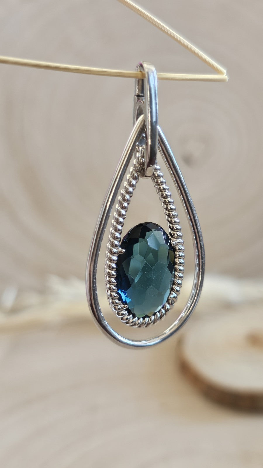 TI SENTO Milano 925 Sterling Silver Blue Faceted Pendant Snap On Bail 9.4g