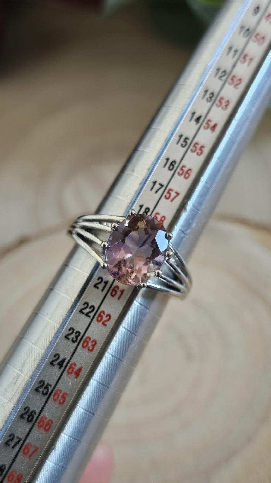 925 Sterling Silver Ametrine Oval Gemstone Ring Size R 1/2 TGGC 4.07g