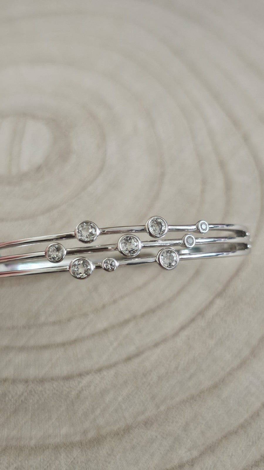 Hot Diamonds 925 Sterling Silver White Topaz Diamond Statement Bangle 6.75"