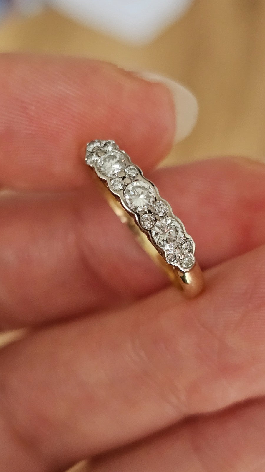 18ct Gold Natural Diamond Half Eternity Ring 0.50ct Diamond Certified Size O 1/2