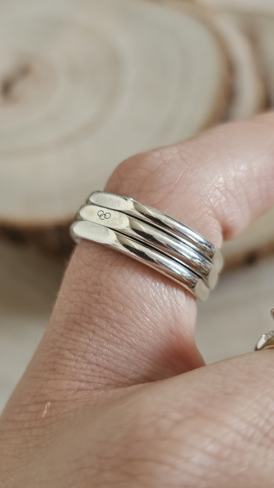 Links of London 925 Sterling Silver Triple Band Spinner Ring , Size M 1/2