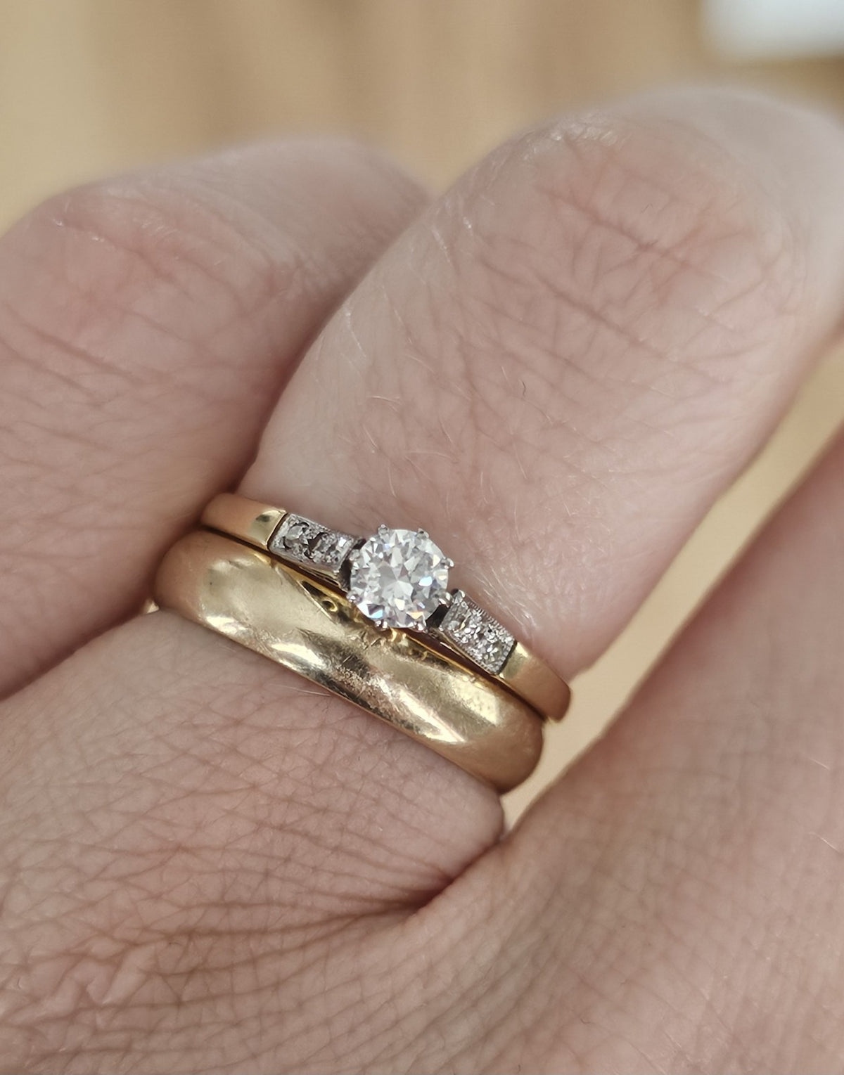 Vintage 18ct Yellow Gold &Platinum Natural Diamond Solitaire Ring 0.25ct, Size Q