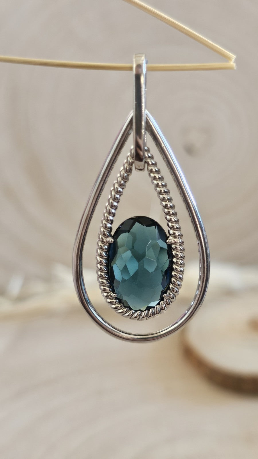TI SENTO Milano 925 Sterling Silver Blue Faceted Pendant Snap On Bail 9.4g