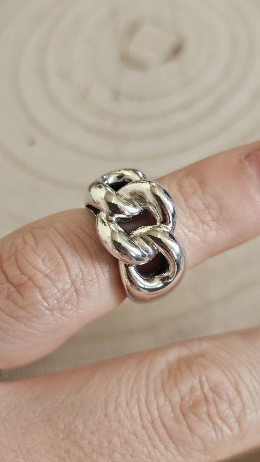 Ti Sento 925 Sterling Silver Chunky Chain Link Statement Ring Size J 1/2 10.34g
