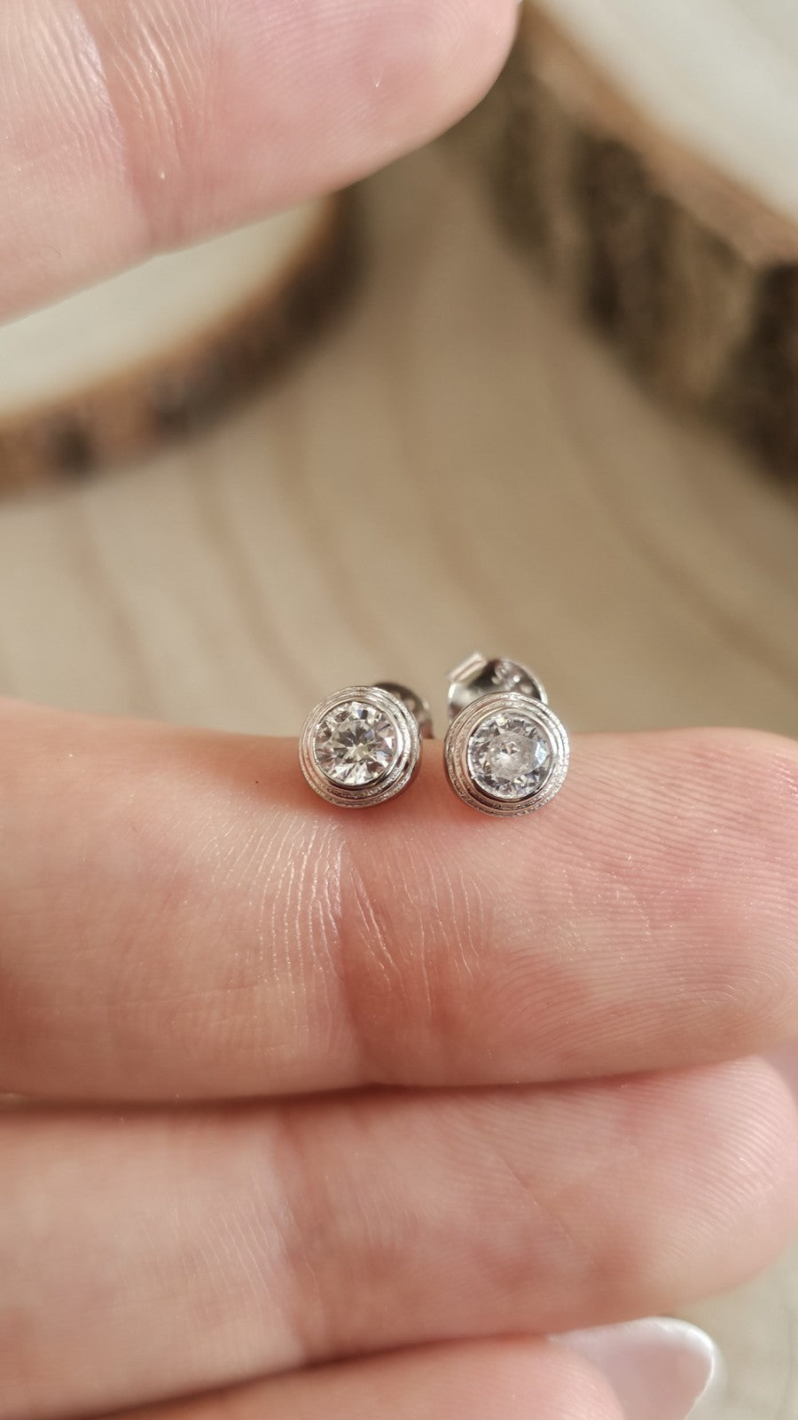 925 Sterling Silver CZ Round 6mm Stud Earrings Rhodium Plated New