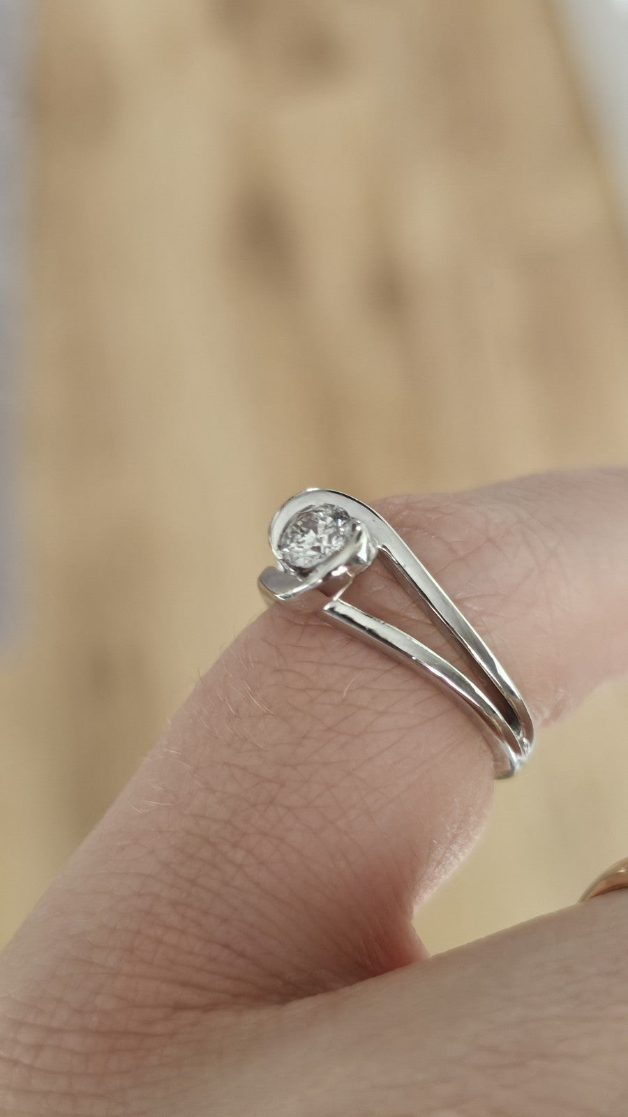 9ct White Gold Natural Diamond Solitaire Ring 0.33ct Size L  Hallmarked