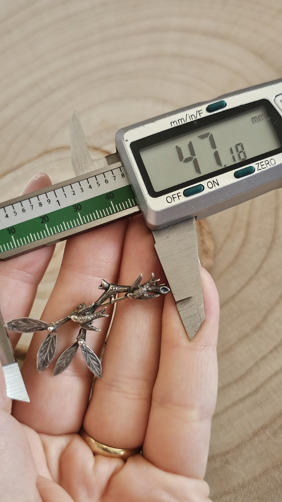 Vintage Silver Swallow Bird & Leaf Branch Brooch Pin 47mm 2.82g