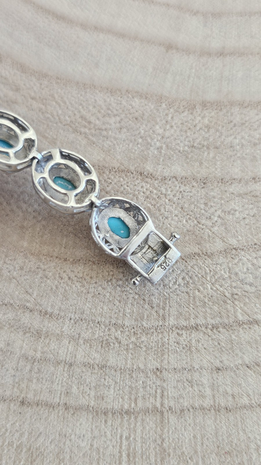 925 Sterling Silver Sleeping Beauty Turquoise Bracelet 8" Fully Hallmarked