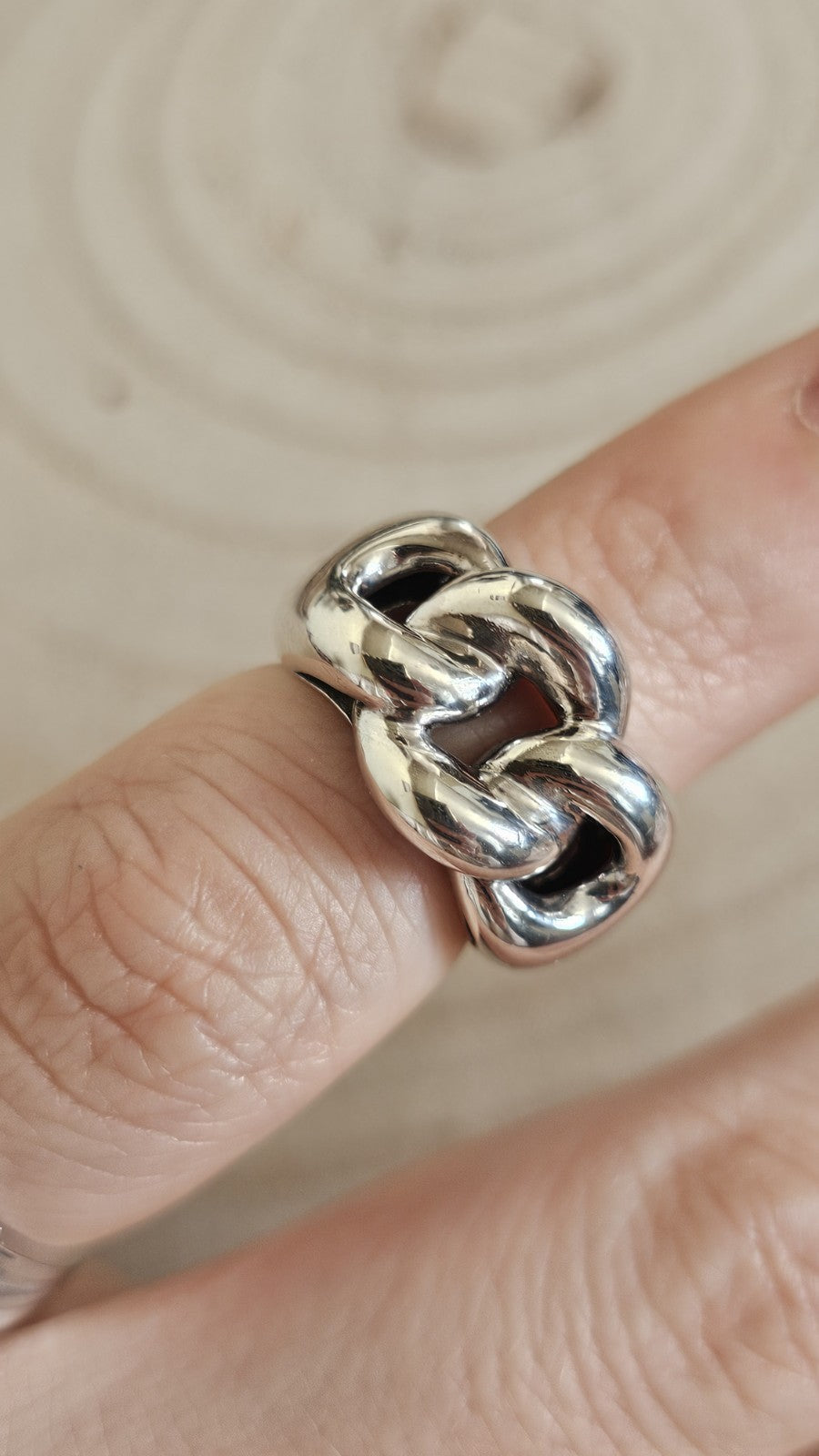 Ti Sento 925 Sterling Silver Chunky Chain Link Statement Ring Size J 1/2 10.34g