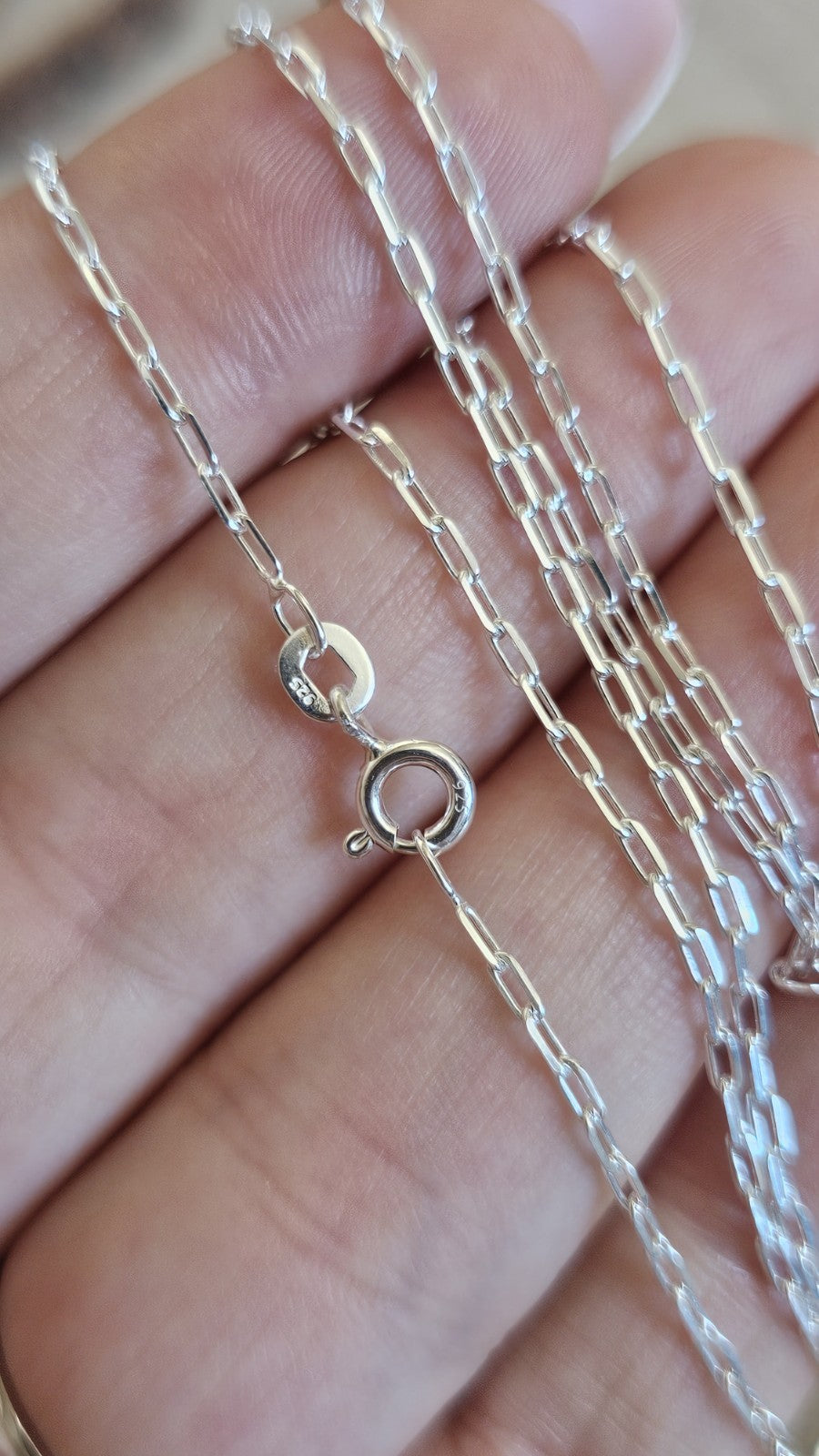 New 925 Sterling Silver Paperclip Chain Necklace 20" 2.84g Boxed