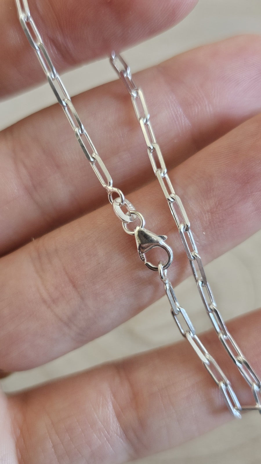 925 Sterling Silver Paperclip Link Bracelet 7.25" 18.4cm , New in Box