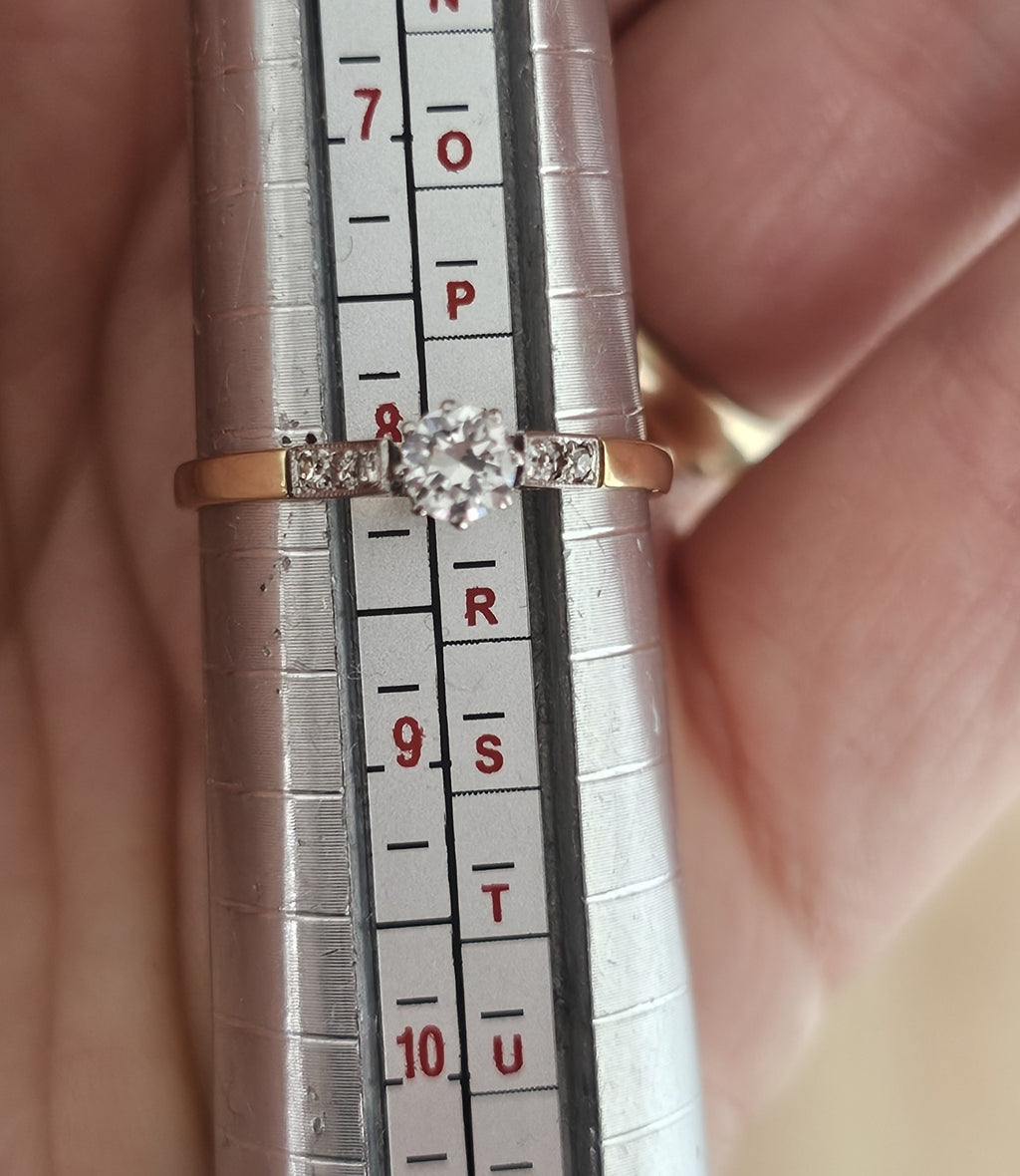 Vintage 18ct Yellow Gold &Platinum Natural Diamond Solitaire Ring 0.25ct, Size Q