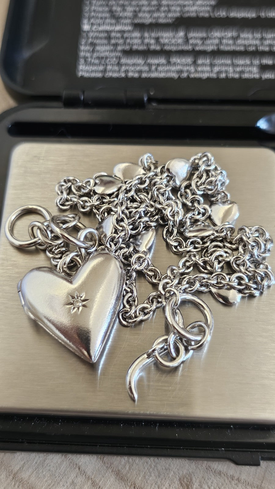 Hot Diamonds 925 Sterling Silver Heart Locket Diamond T-Bar Necklace 22–23"