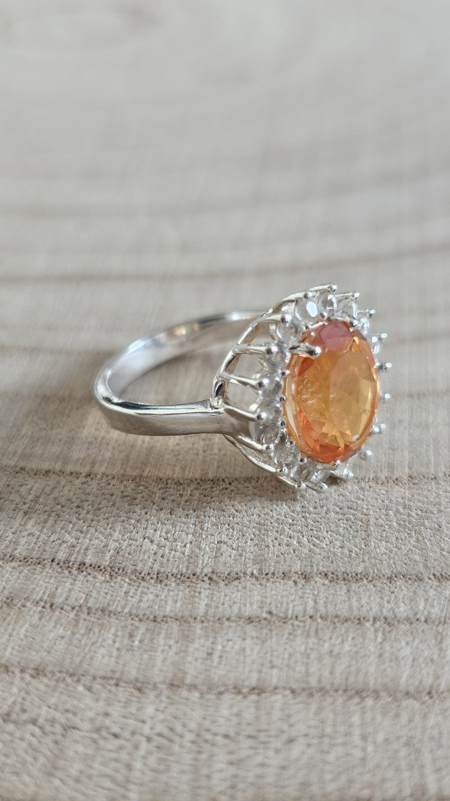 Mystic Quartz & White Zircon Halo Statement Ring – Size R 1/2 – 5.44g