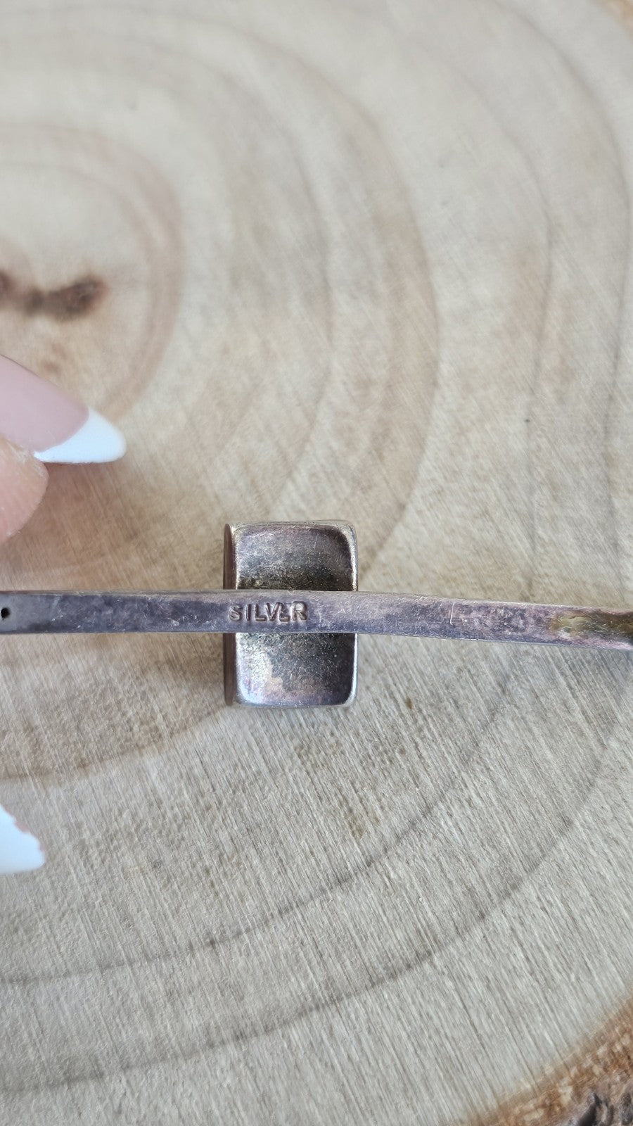 Vintage Irish Silver Connemara Marble Bar Brooch Green Stone 44mm