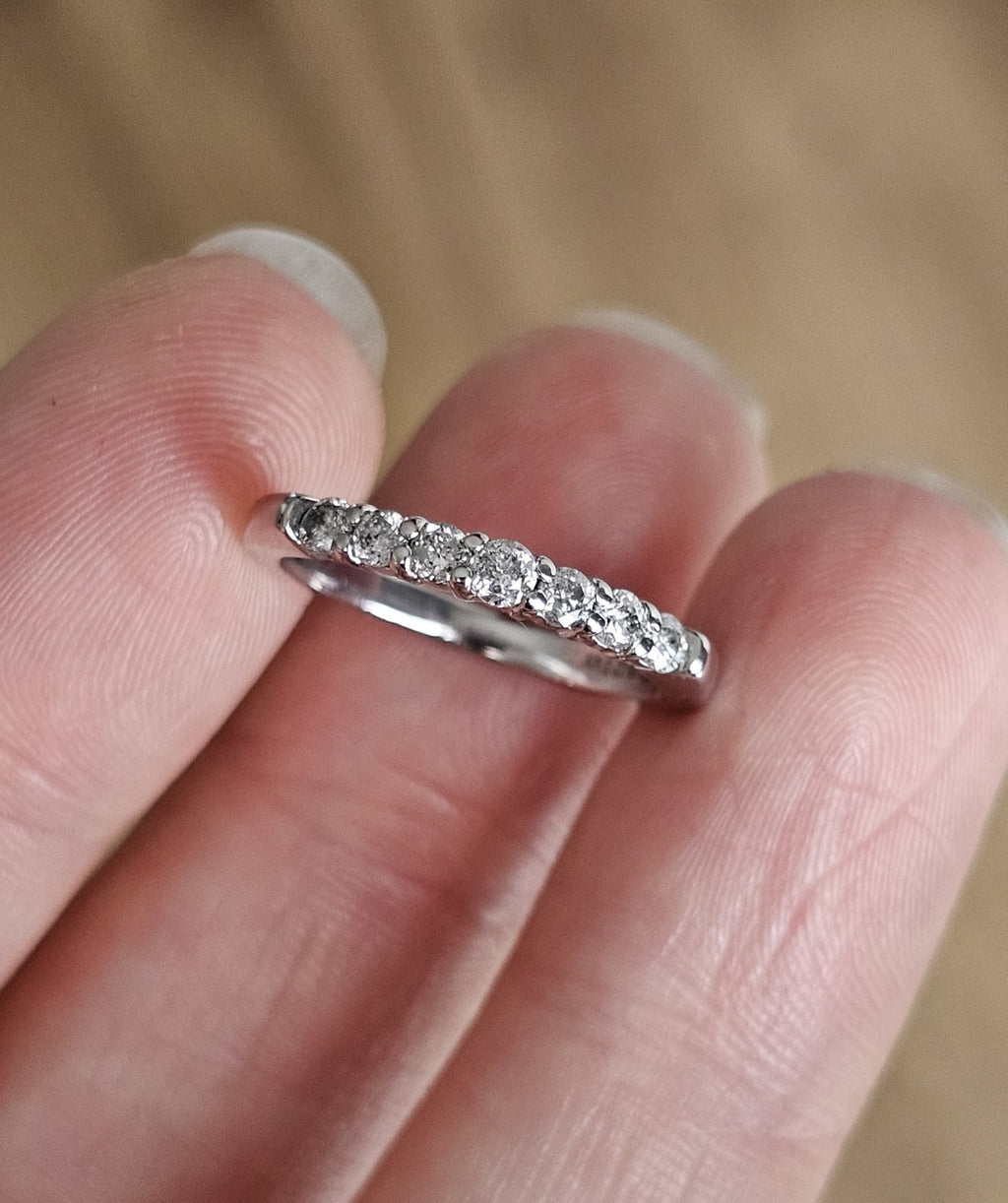 9ct White Gold Natural Diamond Half Eternity Ring 0.50ct Size L