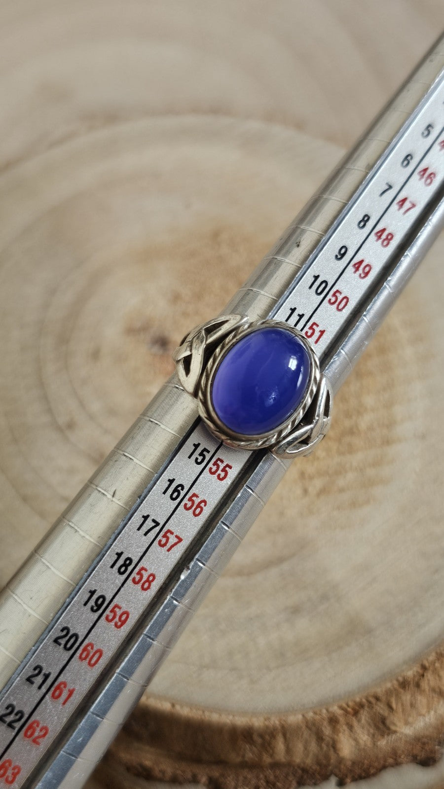 925 Sterling Silver Blue Chalcedony Cabochon Ring Size M 1/2 4.88g