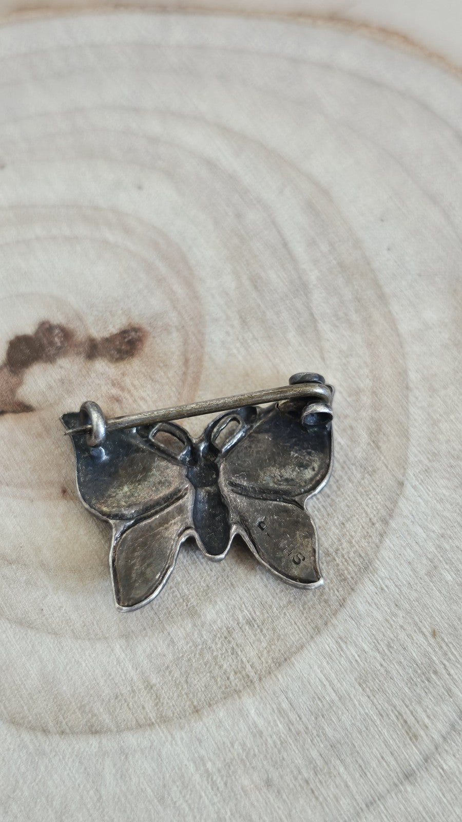 Vintage Silver Purple Enamel Butterfly Brooch Pin 21.6mm 3g