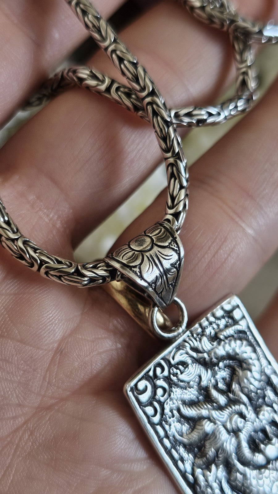 BA SUARTI 925 Sterling Silver Dragon Pendant Necklace 18" Heavy 38.27g
