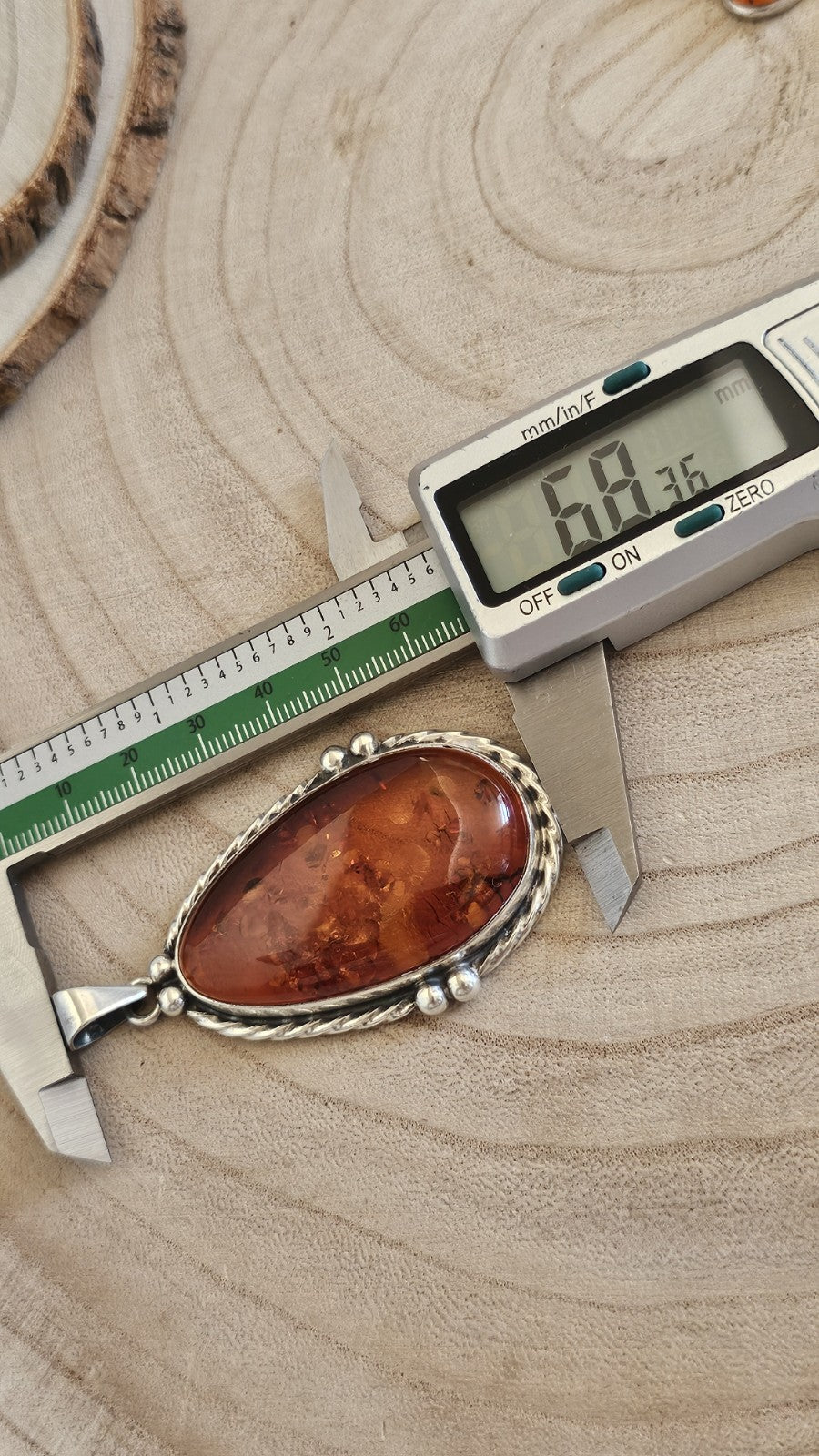 Large 925 Sterling Silver Amber Teardrop Pendant 20.50g 68.36mm