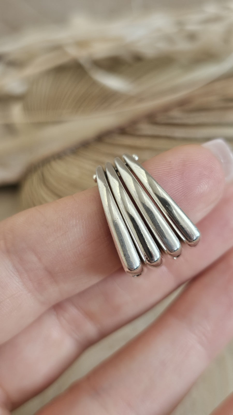 925 Sterling Silver 4 Band Articulated Statement Ring  Size M 1/2 22.11g