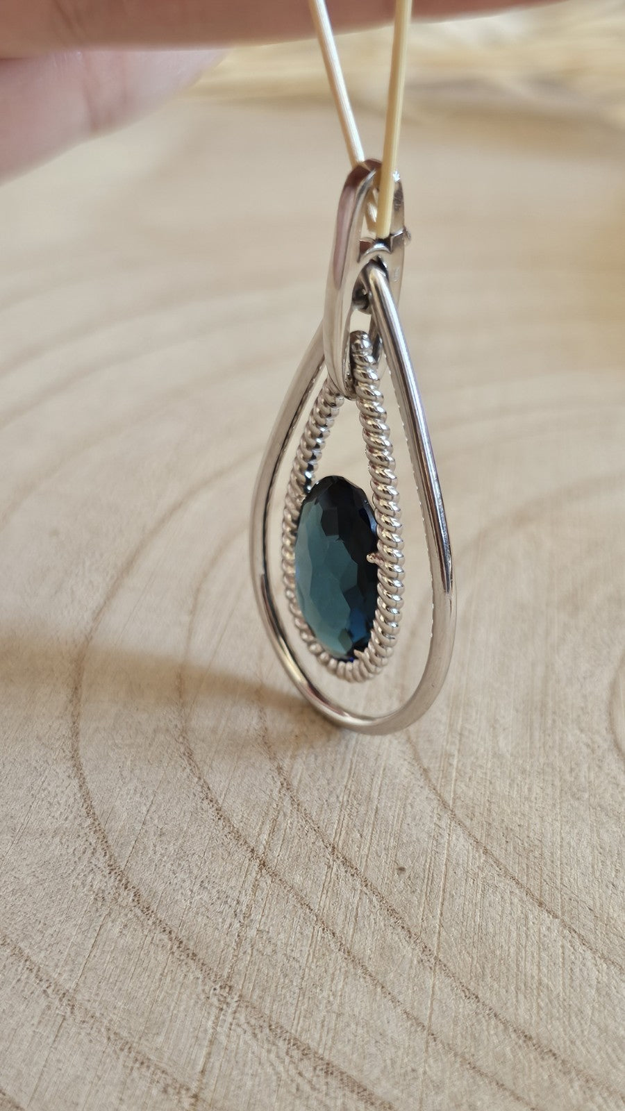 TI SENTO Milano 925 Sterling Silver Blue Faceted Pendant Snap On Bail 9.4g