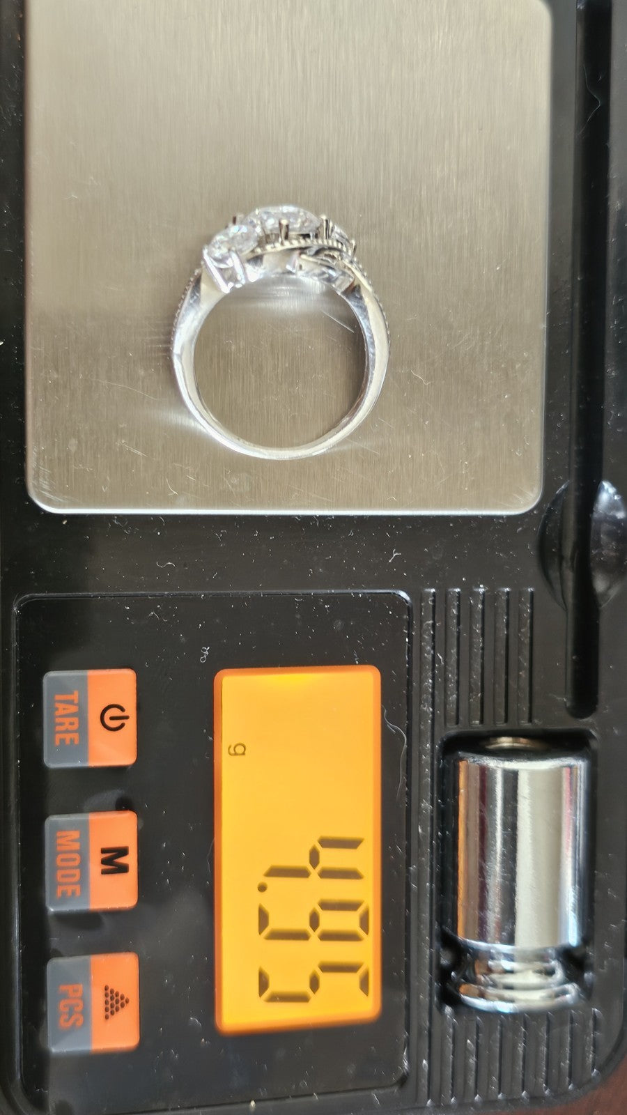 925 Sterling Silver Three Stone CZ Trilogy Crossover Ring – Size O – 4.95g