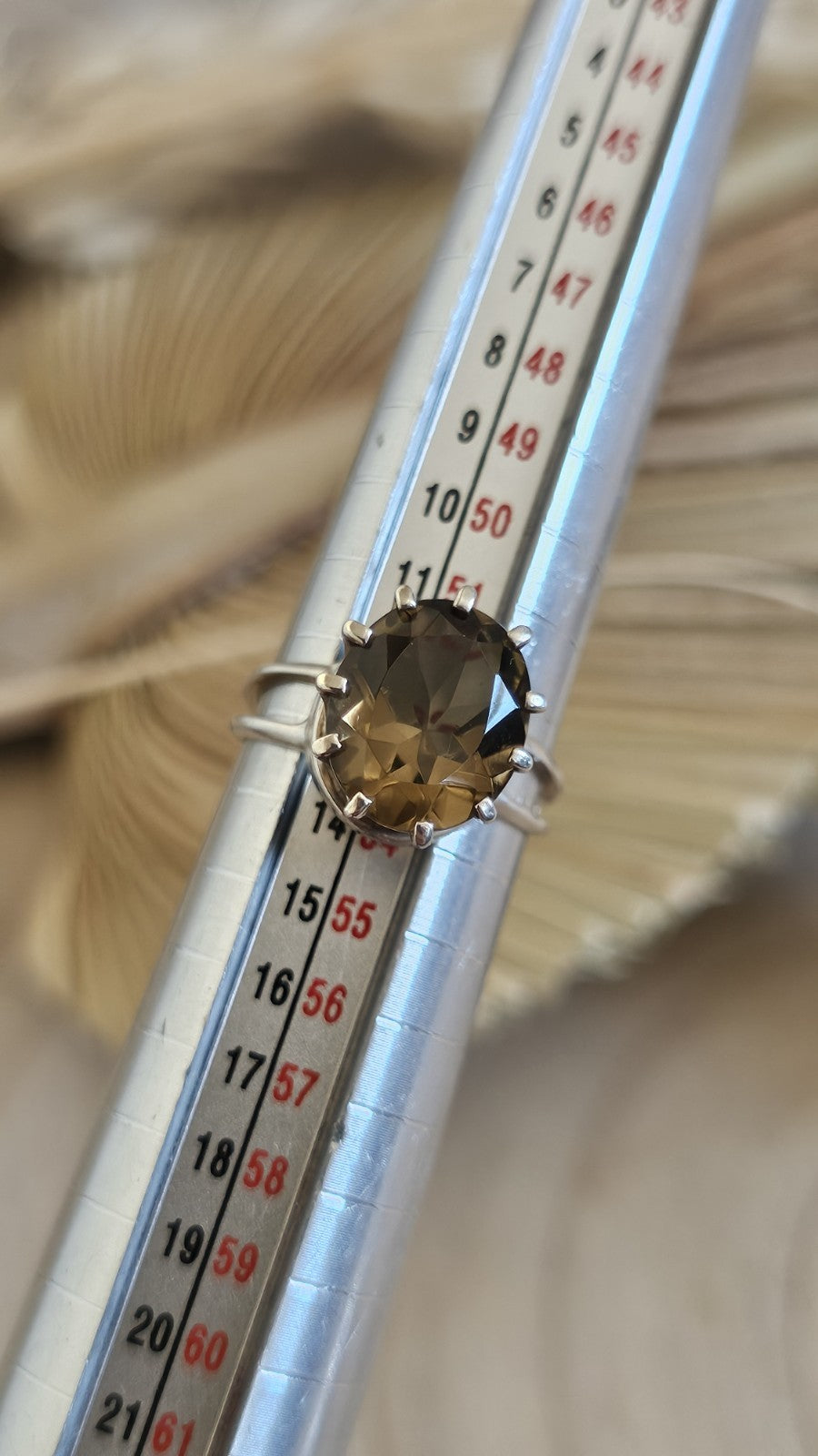 925 Sterling Silver Smoky Quartz Oval Solitaire Ring Size M 1/2 Hallmarked