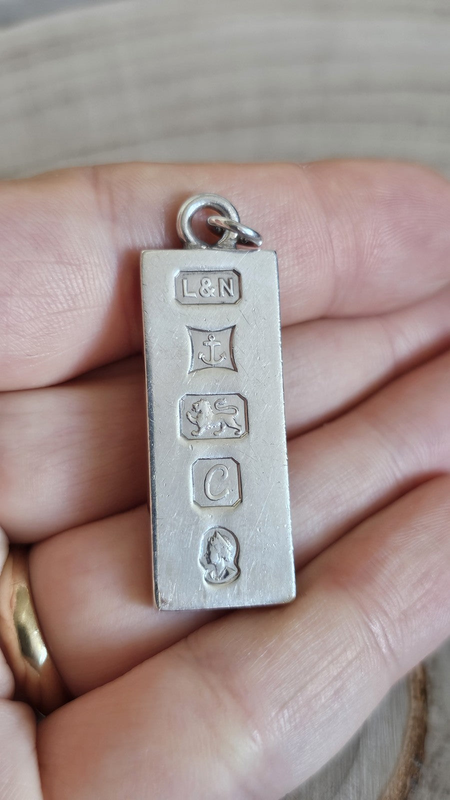 Vintage 1977 Sterling Silver Floral Engraved Ingot Pendant Birmingham L&N 